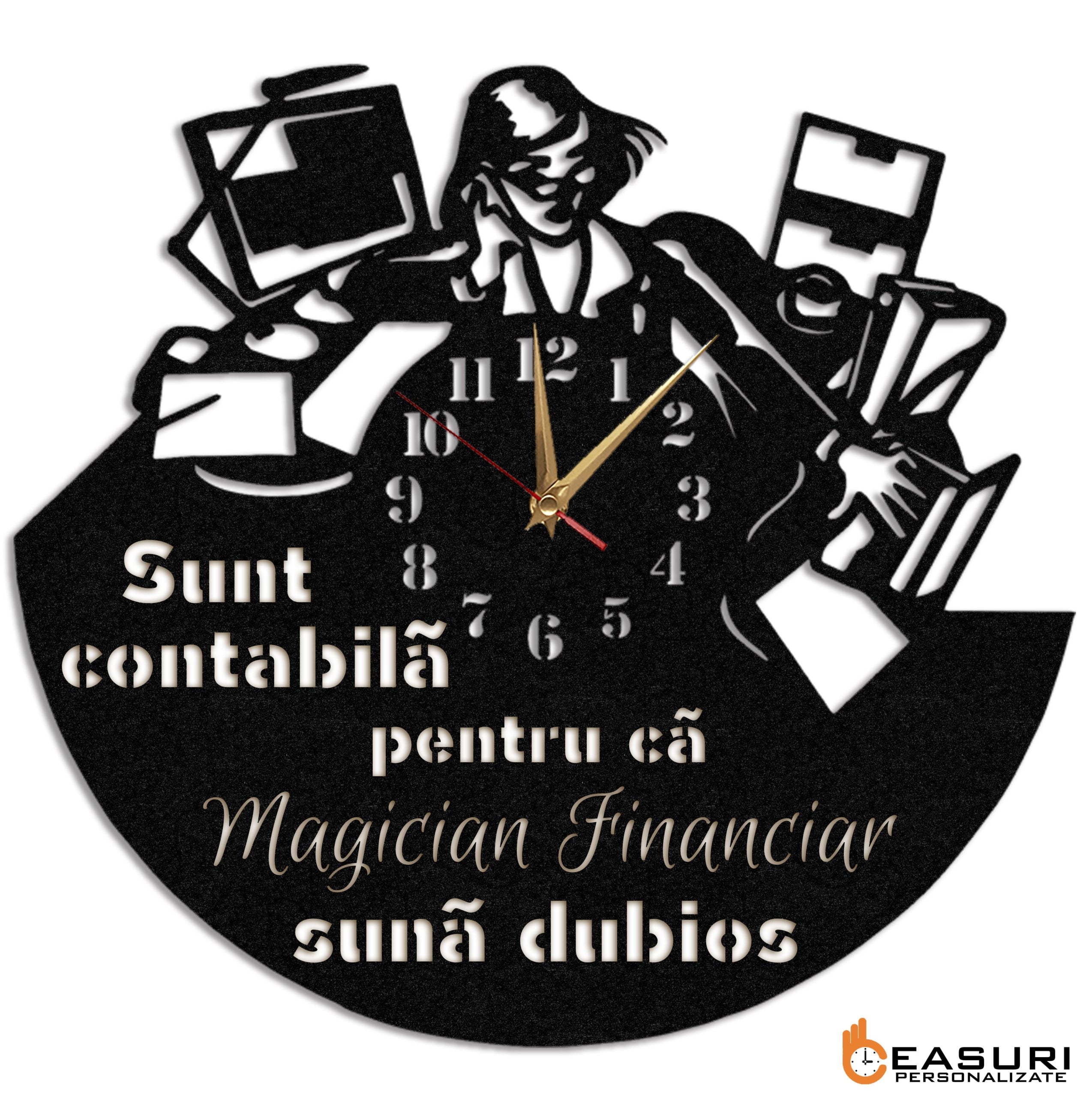 Ceas Personalizat Contabila Magician Financiar - Diametru 35 cm