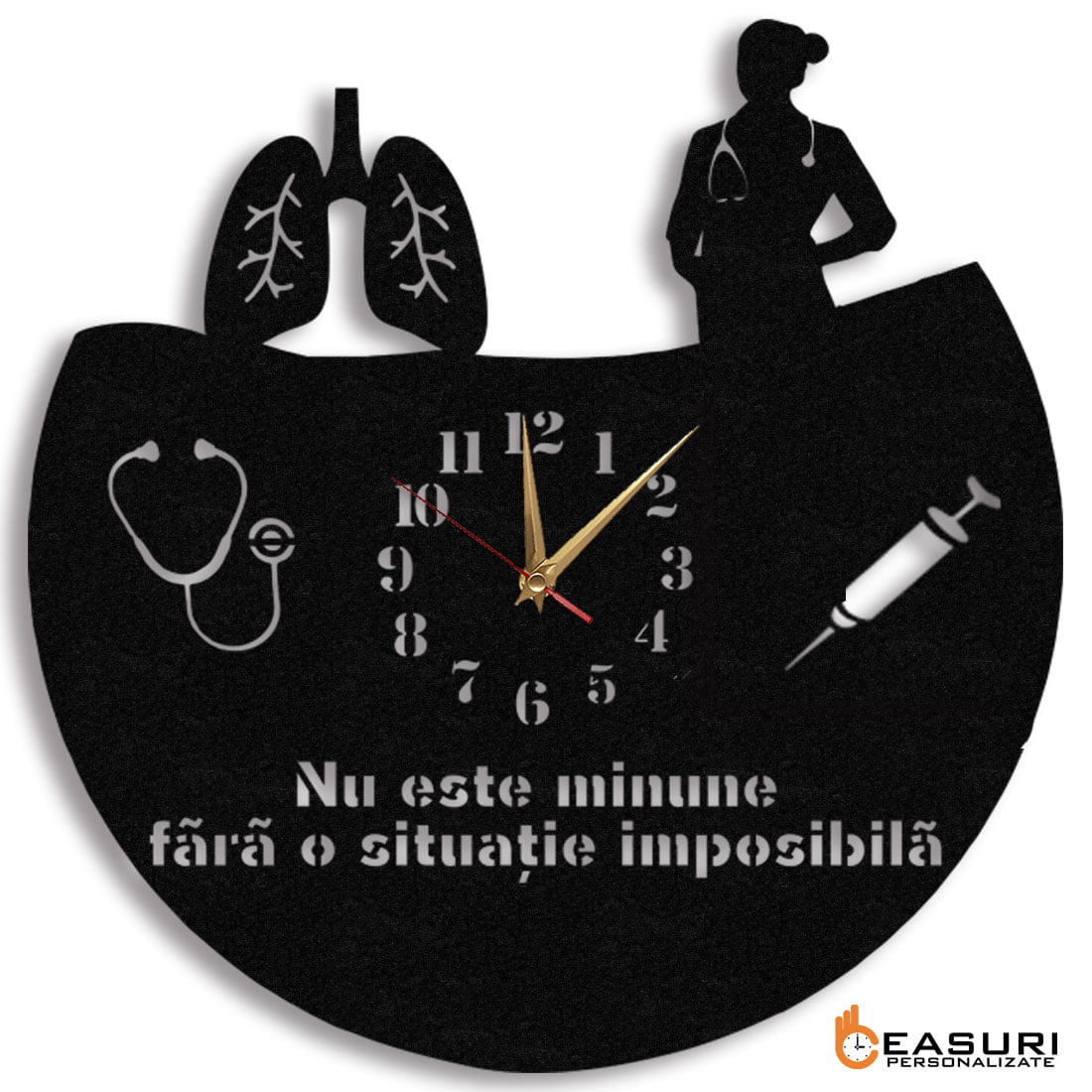 Ceas Personalizat Medic Pneumolog - Diametru 45 cm