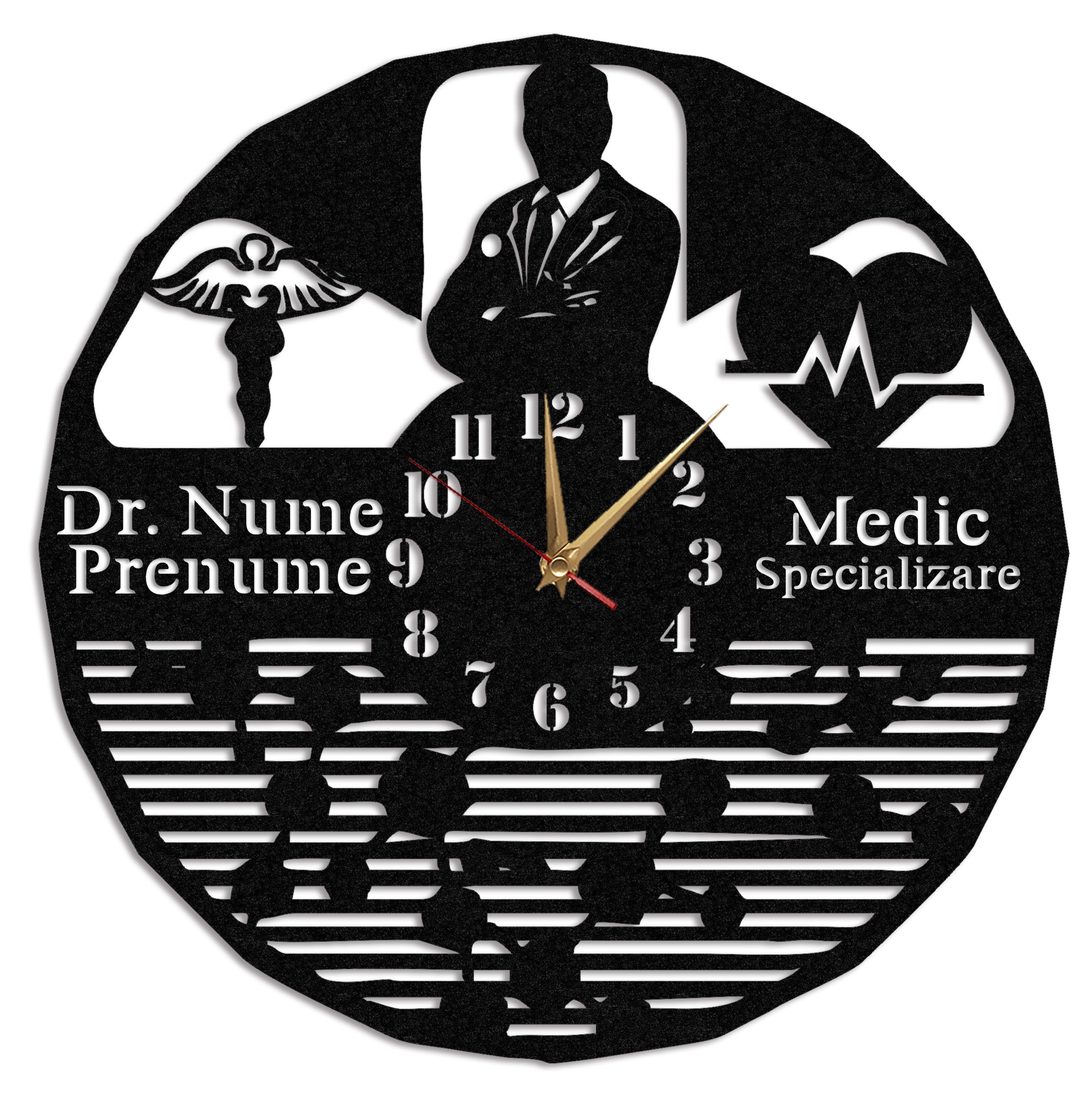 Ceas personalizat cadou medic specialist 01 - Diametru 35 cm