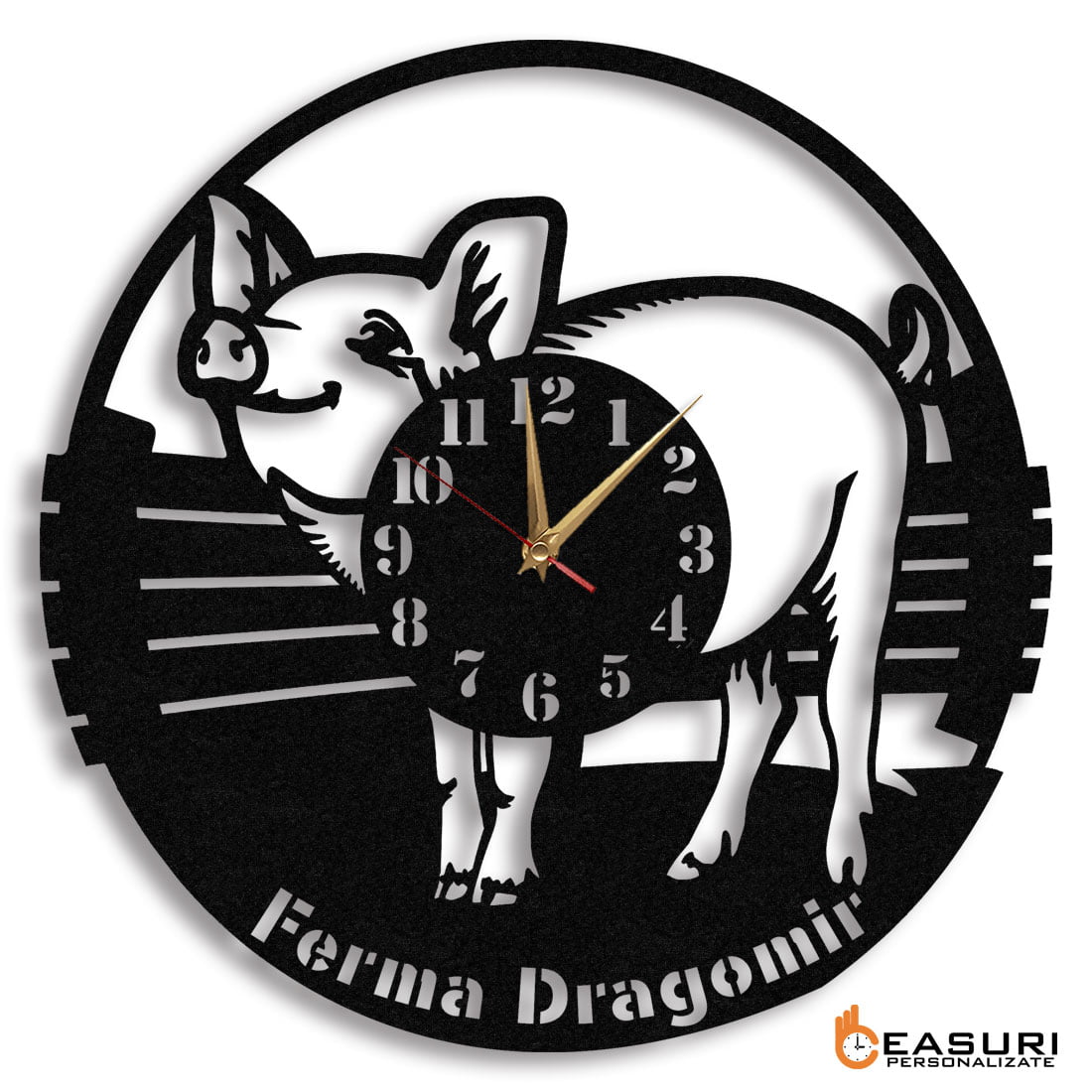 Ceas Personalizat Ferma de Porci 01 - Diametru 45 cm