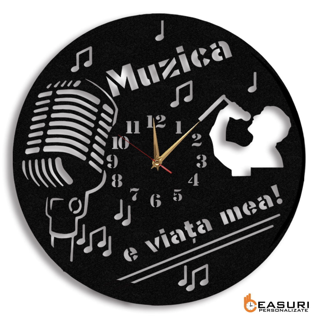 Ceas personalizat pentru cantaret solist vocal 01 - Diametru 35 cm