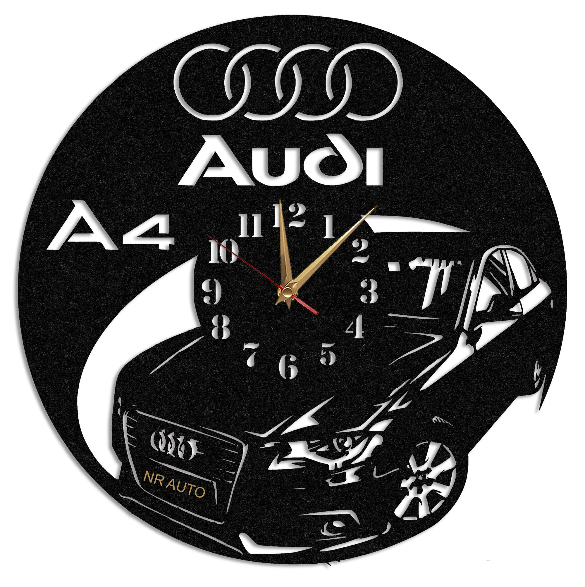 Ceas Personalizat Audi A4 Model 1 - Diametru 45 cm