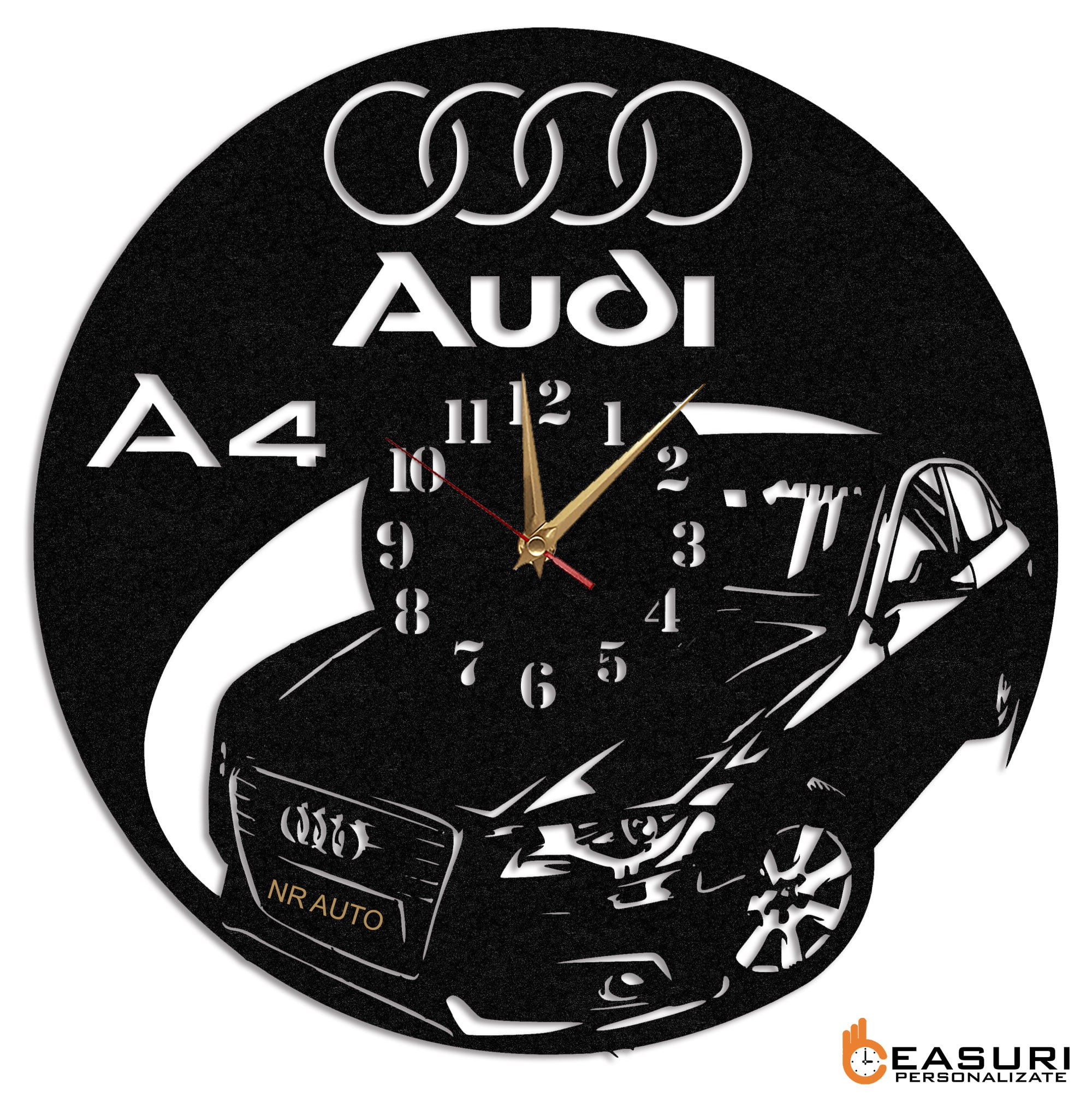 Ceas Personalizat Audi A4 Model 1 - Diametru 45 cm