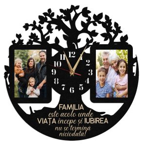Ceas Personalizat Copacul Vietii cu Poze pentru Familie