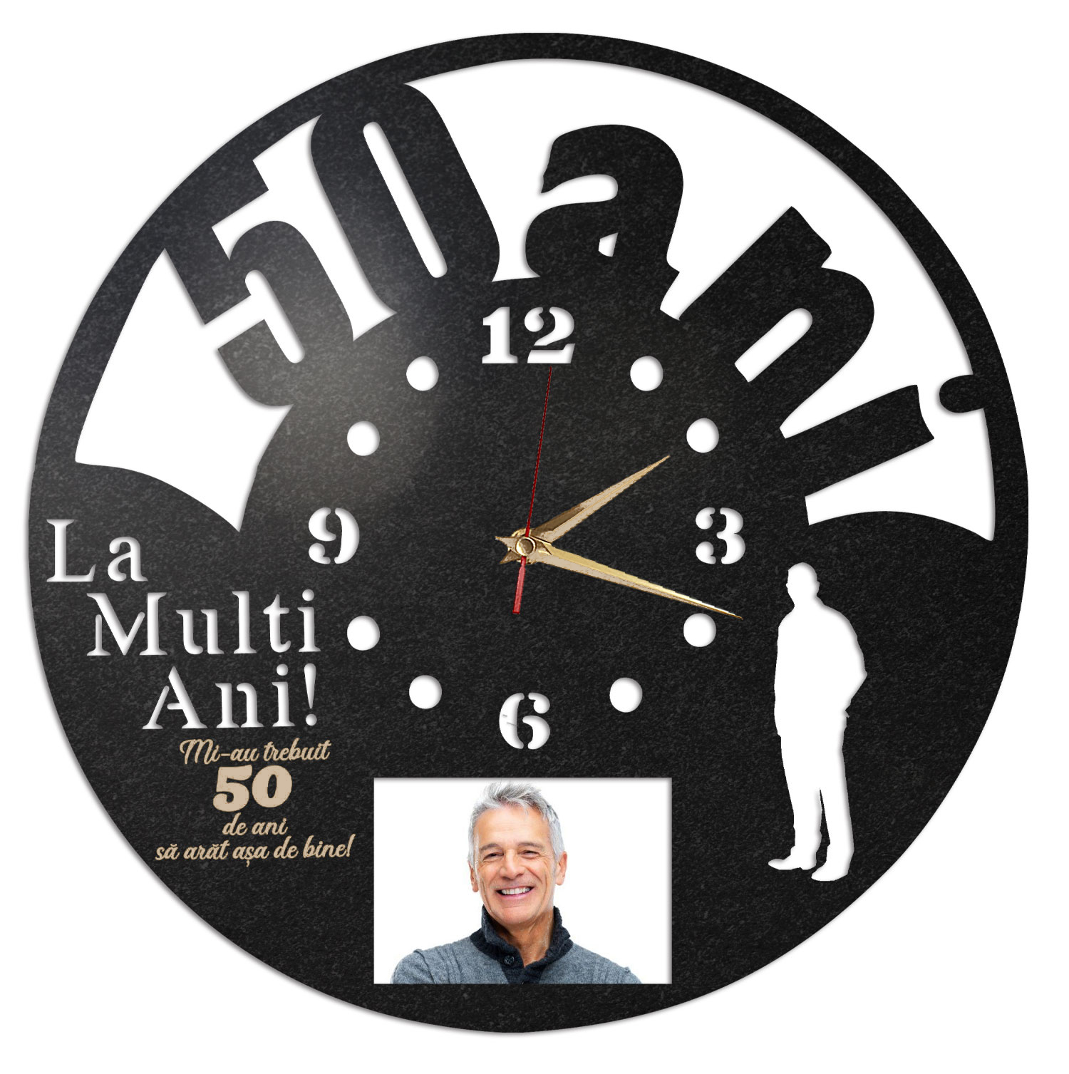 Ceas Personalizat 50 de ani cu varsta si poza - Diametru 35 cm