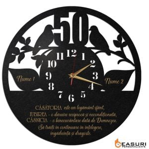 Ceas Personalizat Aniversare 50 Ani cu porumbei
