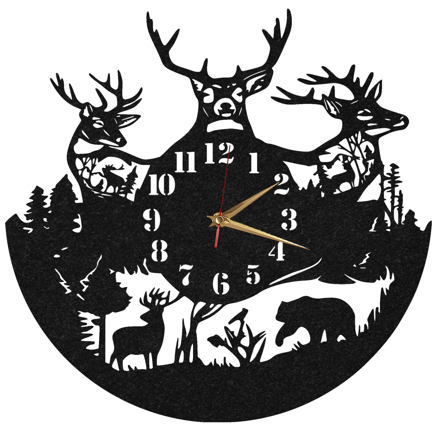 Ceas de Perete Natura Cerbi si Urs - Diametru 35 cm