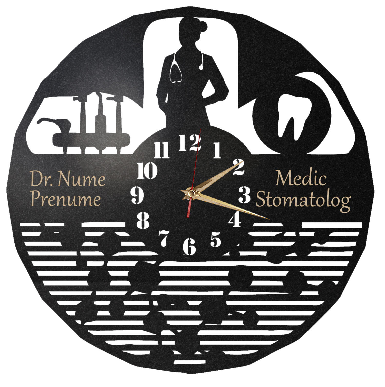 Ceas personalizat cadou doctorita medic stomatolog - Diametru 35 cm