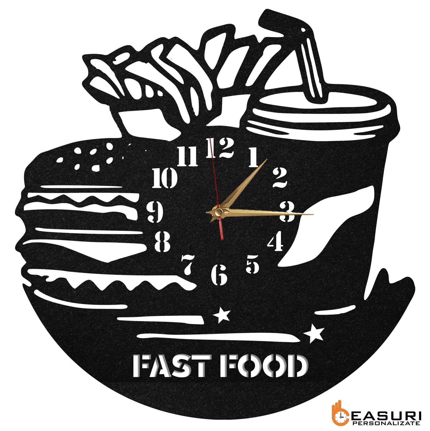 Ceas personalizat fastfood burger cartofi 01 - Diametru 45 cm