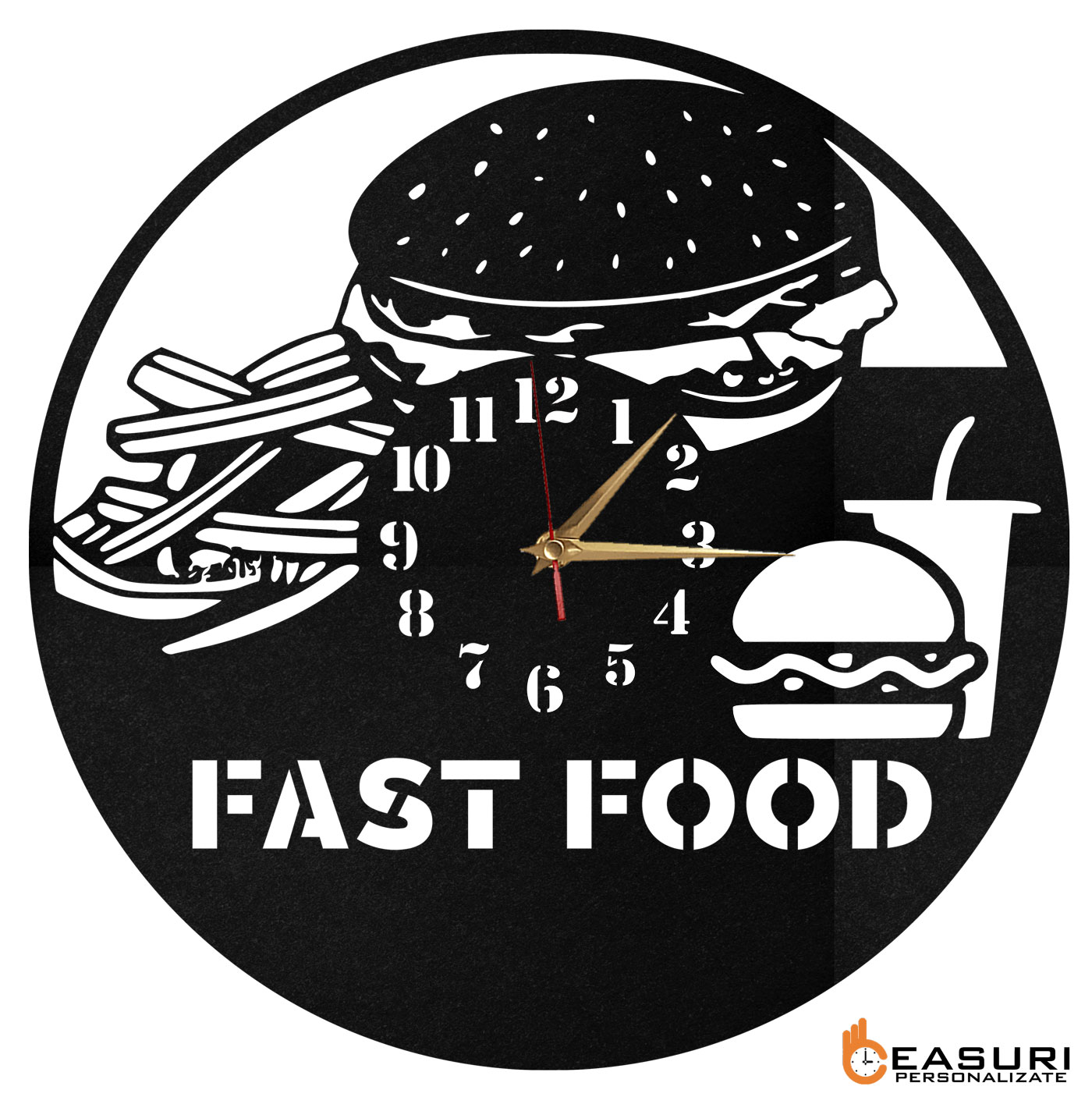 Ceas personalizat fastfood burger cartofi 02 - Diametru 45 cm