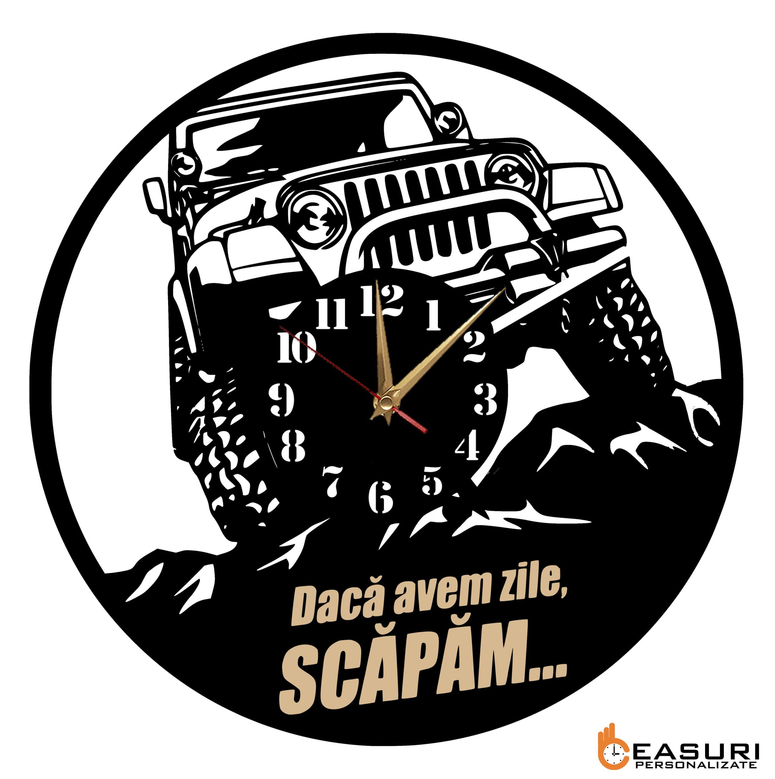 Ceas Personalizat Jeep Daca avem zile scapam - Diametru 45 cm