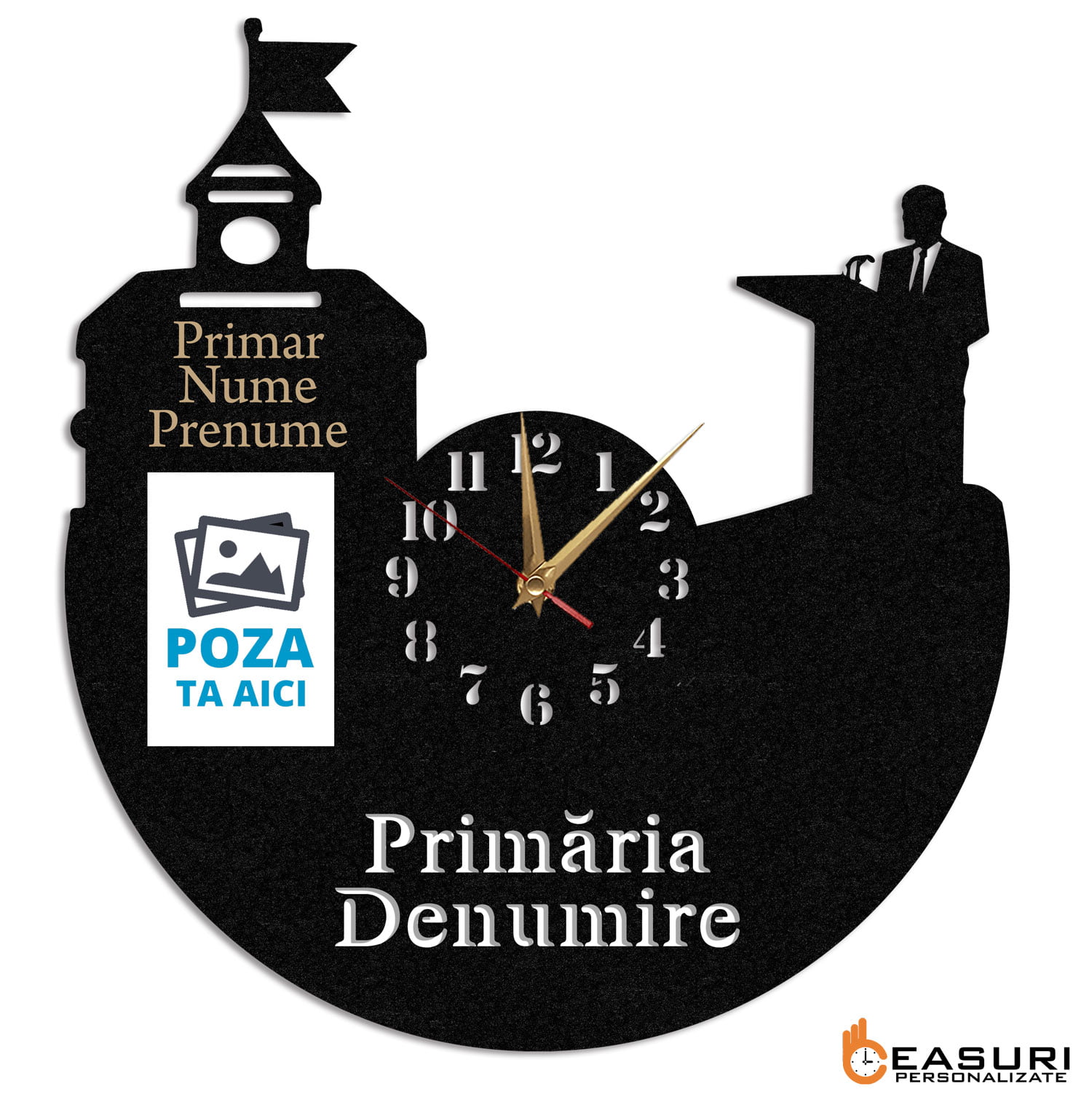 Ceas Personalizat Cadou Primar cu poza - Diametru 35 cm