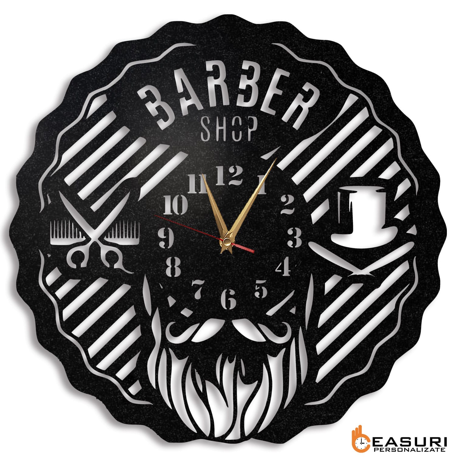 Ceas personalizat frizerie barbershop 10 - Diametru 45 cm